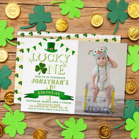 Invitation En Aluminium Lucky One Photo 1er anniversaire Real