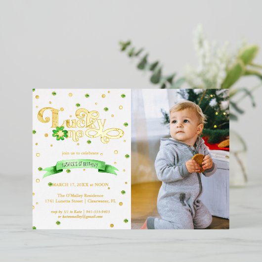 Invitation En Aluminium Lucky One | St. Patrick's Day 1er anniversaire (Debout devant)