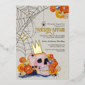 Invitation En Aluminium Lumière Academia Floral Halloween crâne Araignée d (Recto)