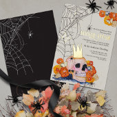 Invitation En Aluminium Lumière Academia Floral Halloween crâne Araignée d