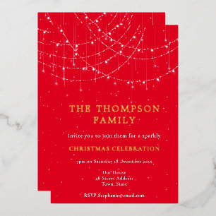 Invitation En Aluminium Lumière de chaîne de glamour neige rouge luxe de N