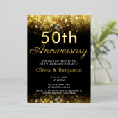 Invitation En Aluminium Lumière d'or 50e anniversaire Mariage (Debout devant)