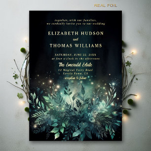 Invitation En Aluminium Lumières de feuillage de forêt enchantée Mariage m