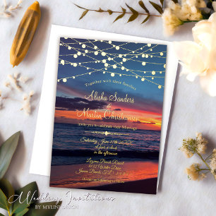 Invitation En Aluminium Lumières de plage de coucher de soleil élégantes p