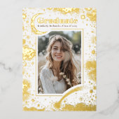 Invitation En Aluminium Lune céleste et étoiles Diplômé en photo (Recto)