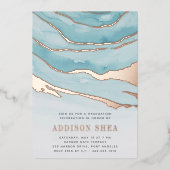 Invitation En Aluminium Luxe Aqua Marble Graduation Party (Recto)