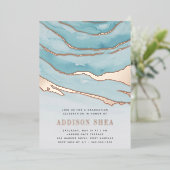 Invitation En Aluminium Luxe Aqua Marble Graduation Party (Debout devant)