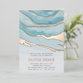 Invitation En Aluminium Luxe Aqua Marble Quinceanera (Debout devant)