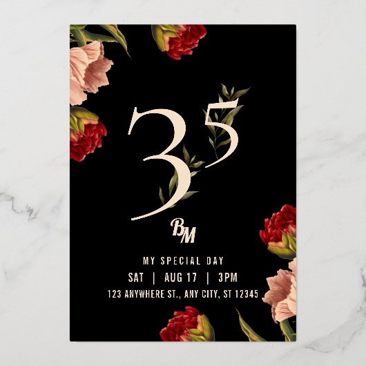 Invitation En Aluminium Luxe Avant Garde Baroque BM 35e anniversaire (Recto)