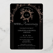 Invitation En Aluminium Luxe Black 50th Silver Mariage Anniversaire (Recto)