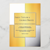 Invitation En Aluminium Luxe Classique Chic Mariage moderne Or Et Argent (Recto)