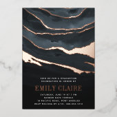 Invitation En Aluminium Luxe Dark Marble Graduation Party (Recto)