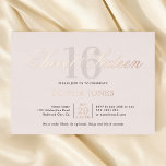 Invitation En Aluminium Luxe Elegant Rose Sweet 16<br><div class="desc">Célébrez dans le style avec cette invitation Sweet 16 luxueuse et élégante. En haut, le titre "Sweet sixteen" est écrit dans un script gracieux, superposant élégamment le numéro 16 dans une police serif haute et sophistiquée. Cette conception dégage un sentiment d'opulence et de raffinement, parfait pour marquer un jalon aussi...</div>