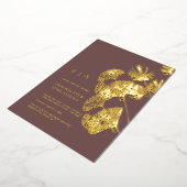Invitation En Aluminium Luxe Gingko Leaf Real Gold Mariage (Rotation)