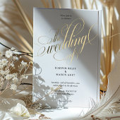 Invitation En Aluminium Luxe Gold Calligraphie Mariage Élégant Script