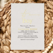 Invitation En Aluminium Luxe Gold est un Baby shower garçon