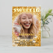 Invitation En Aluminium Luxe Gold Foil & Parties scintillant Photo Sweet 1 (Debout devant)