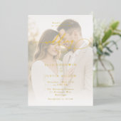 Invitation En Aluminium Luxe Gold Foil Script & Mariage Portrait (Debout devant)
