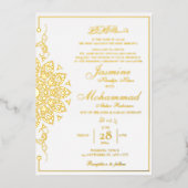 Invitation En Aluminium Luxe Gold Mandala Mariage musulman Nikah (Recto)