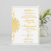Invitation En Aluminium Luxe Gold Mandala Mariage musulman Nikah (Debout devant)