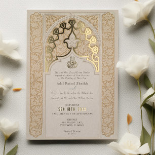 Invitation En Aluminium Luxe Mariage Islamique Broderie Dentelle Blanc Cas