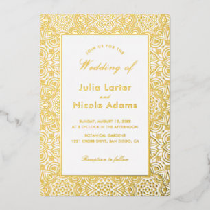 INVITATION EN ALUMINIUM LUXE MÉTALLIQUE À PAILLETTES GÉOMÉTRIQUES POUR MAR