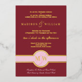 Invitation En Aluminium Luxe Monogram Moderne Mariage Bourgogne Or (Recto)