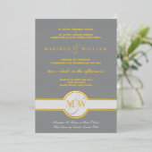 Invitation En Aluminium Luxe Monogramme Moderne Mariage Gris Et Or (Debout devant)