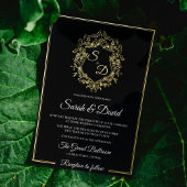 Invitation En Aluminium Luxe Noir et Or Classic Mariage élégant