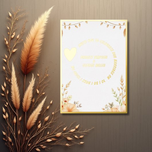 Invitation En Aluminium Luxe or rustique boho Mariage floral