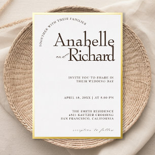 Invitation En Aluminium luxe or simple classique mariage en feuille d'or v