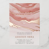 Invitation En Aluminium Luxe Pink Marble Party de graduation (Recto)