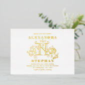 Invitation En Aluminium Luxe Romantique Flourish Calligraphie Mariage Or (Debout devant)
