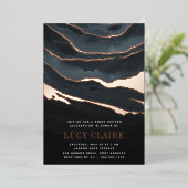 Invitation En Aluminium Luxe Sweet sixteen en marbre foncé (Debout devant)