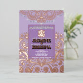 Invitation En Aluminium LuxGlitter Lavender PinkGold Ganesha Mariage hindo (Debout devant)