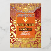 Invitation En Aluminium LuxGlitter Mariage indien Sikh Anand Karaj (Recto)