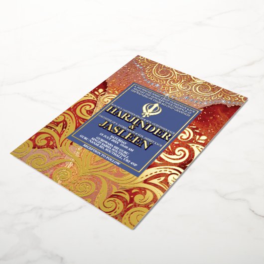 Invitation En Aluminium LuxGlitter Mariage indien Sikh Anand Karaj (Rotation)