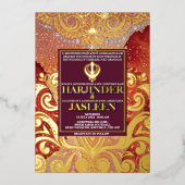 Invitation En Aluminium LuxGlitter Mariage indien Sikh Anand Karaj (Recto)