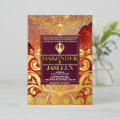 Invitation En Aluminium LuxGlitter Mariage indien Sikh Anand Karaj (Debout devant)