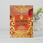 Invitation En Aluminium LuxGlitter Mariage indien Sikh Anand Karaj (Debout devant)