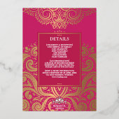 Invitation En Aluminium LuxGlitter Rose rose or Ganesha Mariage hindou (Verso)
