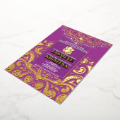 Invitation En Aluminium LuxGlitter violet or Ganesha Mariage hindou (Rotation)