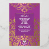 Invitation En Aluminium LuxGlitter violet or Ganesha Mariage hindou (Verso)