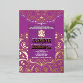 Invitation En Aluminium LuxGlitter violet roseOr Ganesha Mariage hindou (Debout devant)