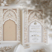 Invitation En Aluminium Luxueuse huile Mariage d'or inspirée par l'islam