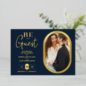 Invitation En Aluminium Luxueux cadre ovale doré Charmant Mariage photo (Debout devant)