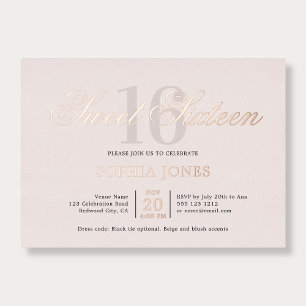 Invitation En Aluminium Luxueux Élégant Rose Sweet 16