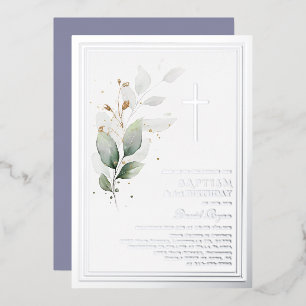 Invitation En Aluminium Luxueux Eucalyptus Vert pour 1er Anniversaire Bapt