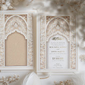Invitation En Aluminium Luxueux Mariage islamique complexe or ivoire
