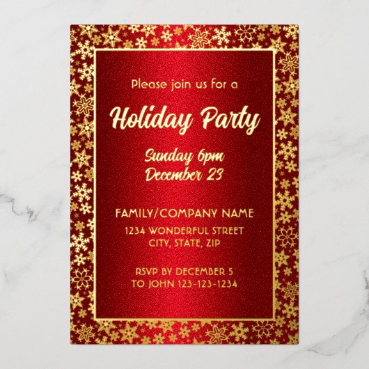 Invitation En Aluminium Luxueux Or Rouge Créer Votre Propre Script Élégant (Recto)
